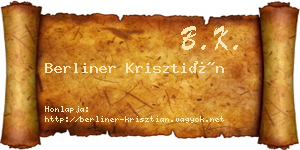 Berliner Krisztián névjegykártya